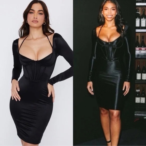 House of CB Black Long Sleeve Grazia Dress Size M (fits like a size 4) - Picture 5 of 8